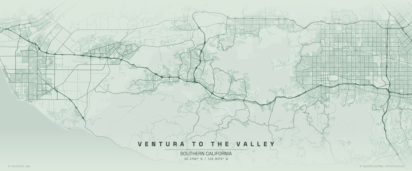 Map of Clearview's Ventura County service area, from Ventura to the San Fernando Valley